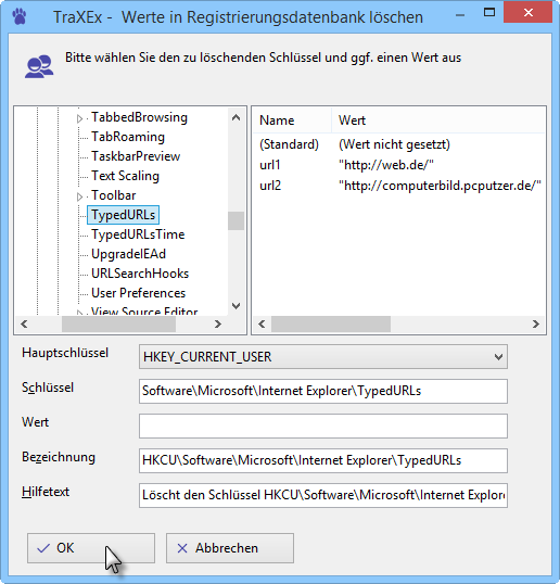 Löschen von Registry-Einträgen